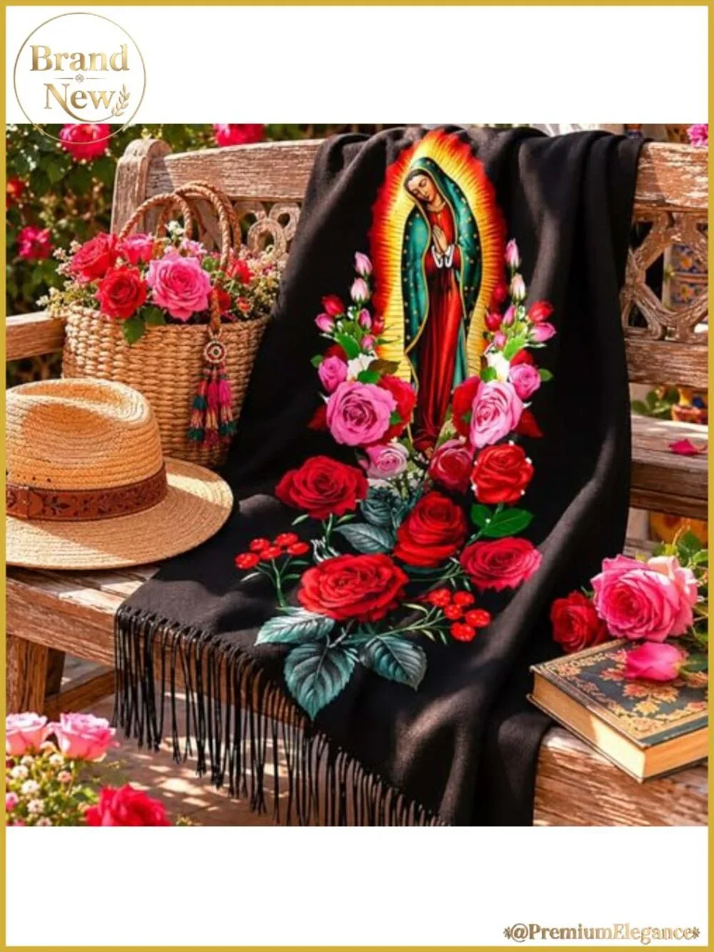 Virgin Mary Shawl Wrap Women Virgen de Guadalupe Scarf